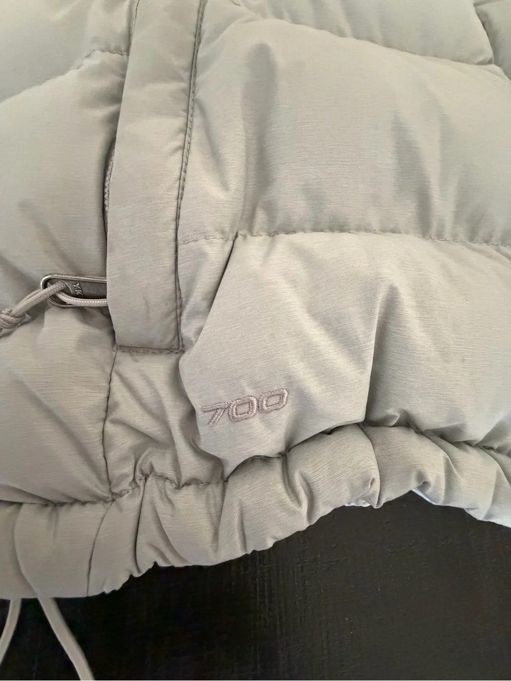 The North Face light gray puffer vest Medium down filled‎ blend winter outdoors